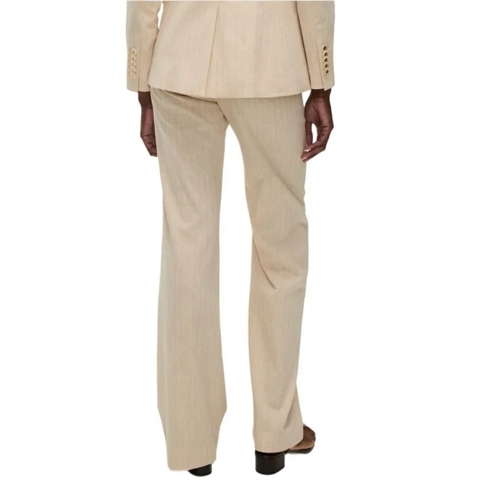 NWT Veronica Breard Jude stripe cotton blend pants in ivory with gold stripes Si - Picture 2 of 16